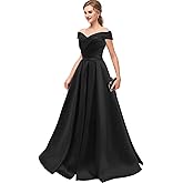 Off The Shoulder Prom Dresses Long with Pockets A Line Formal Evening Ball Gowns Satin Military Party Dress 2026
