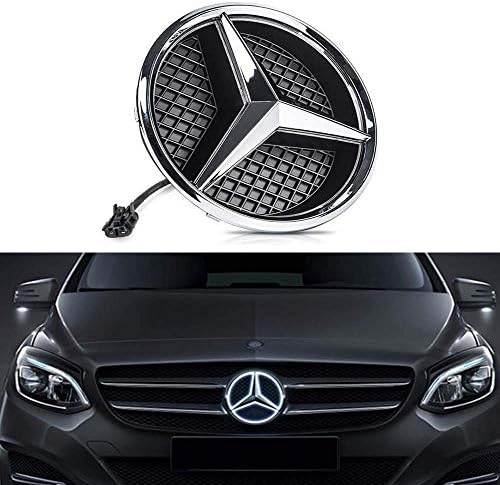 LED Emblem Car Logo Grid LED Grille Badge Front Light White Illuminated for Mercedes Benz 2013-2015 A B C E R GLK ML GL CLA CLS Class Series - Drive Brighter Not Transparent Grid