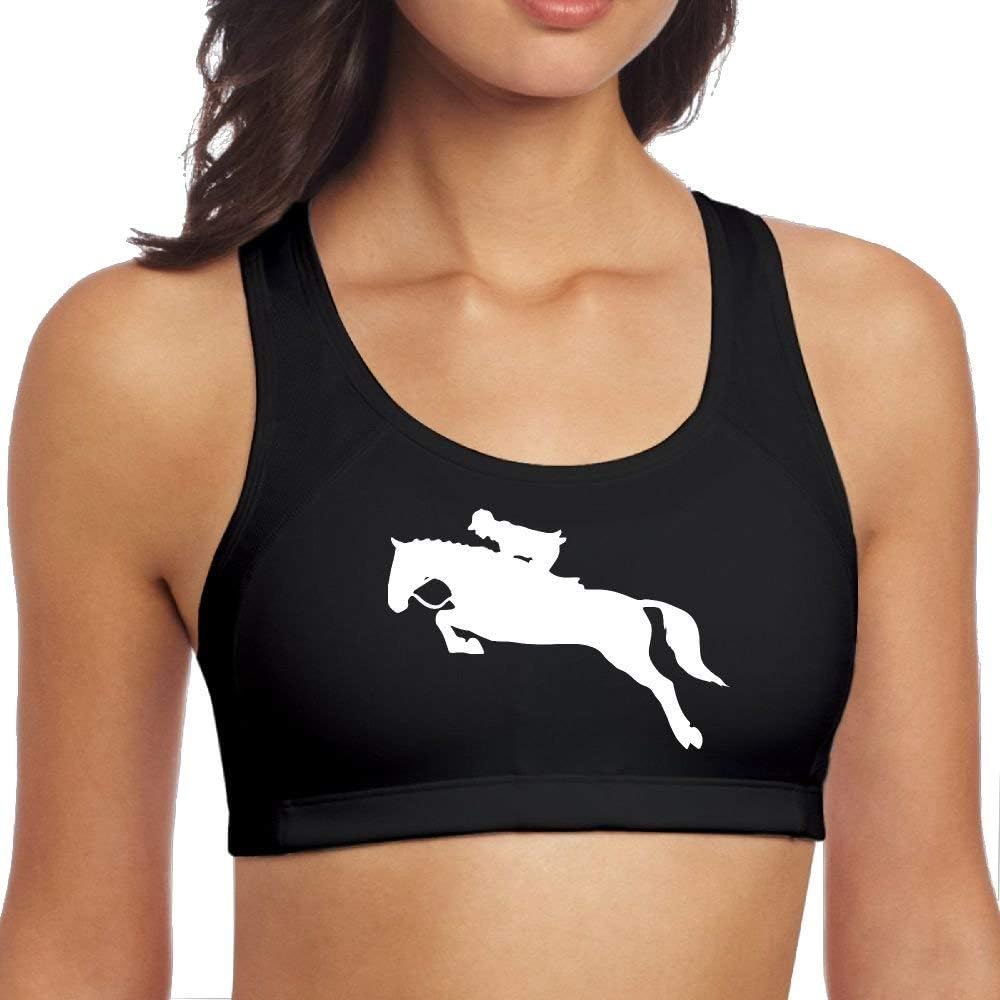 Riding Horse Women's Racerback Sports Bras for Yoga Running Gym Black