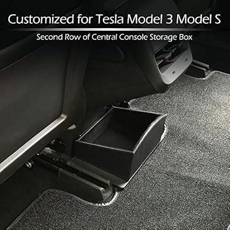 Bmzx Car 2nd Row Center Console Fit Tesla Storage Box Rear Row Organizer Tray Container Customized For Tesla Model 3 Model S Wooden Leather