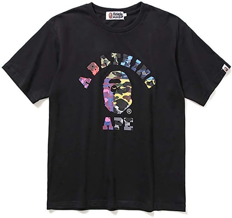 CHAIRUIY Summer Bape Color Ape Avatar Letter Printed, Black, Size XX-Large