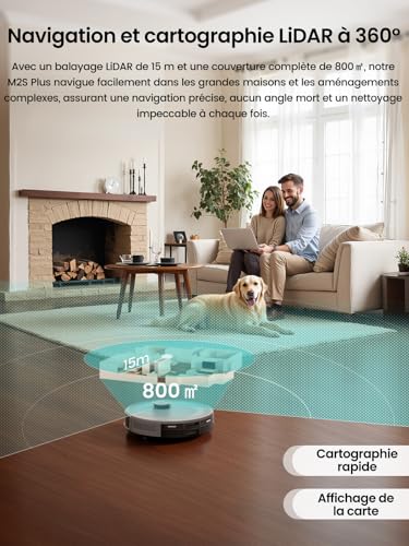 Lefant M2S Plus Robot Vacuum Cleaner with Station, 10000Pa Vacuum Cleaner, Automatic Emptying, Obstacle Avoidance, 240min, Ideal for Pet Hair Carpets Hard Floors, Connected with Alexa/App