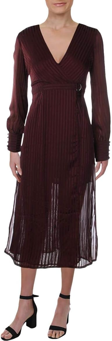 sheer stripe midi dress