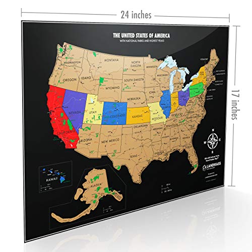 Landmass Scratch Off Map Of The United States USA Poster US