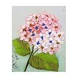CUTICATE Pink Tone Flower Pattern Stamped Cross Stitch Kit Ribbon Embroidery Set for Beginner, DIY Home/Wall/Restaurant/Hotel Decor - 20x25cm/7.87x 9.84inch