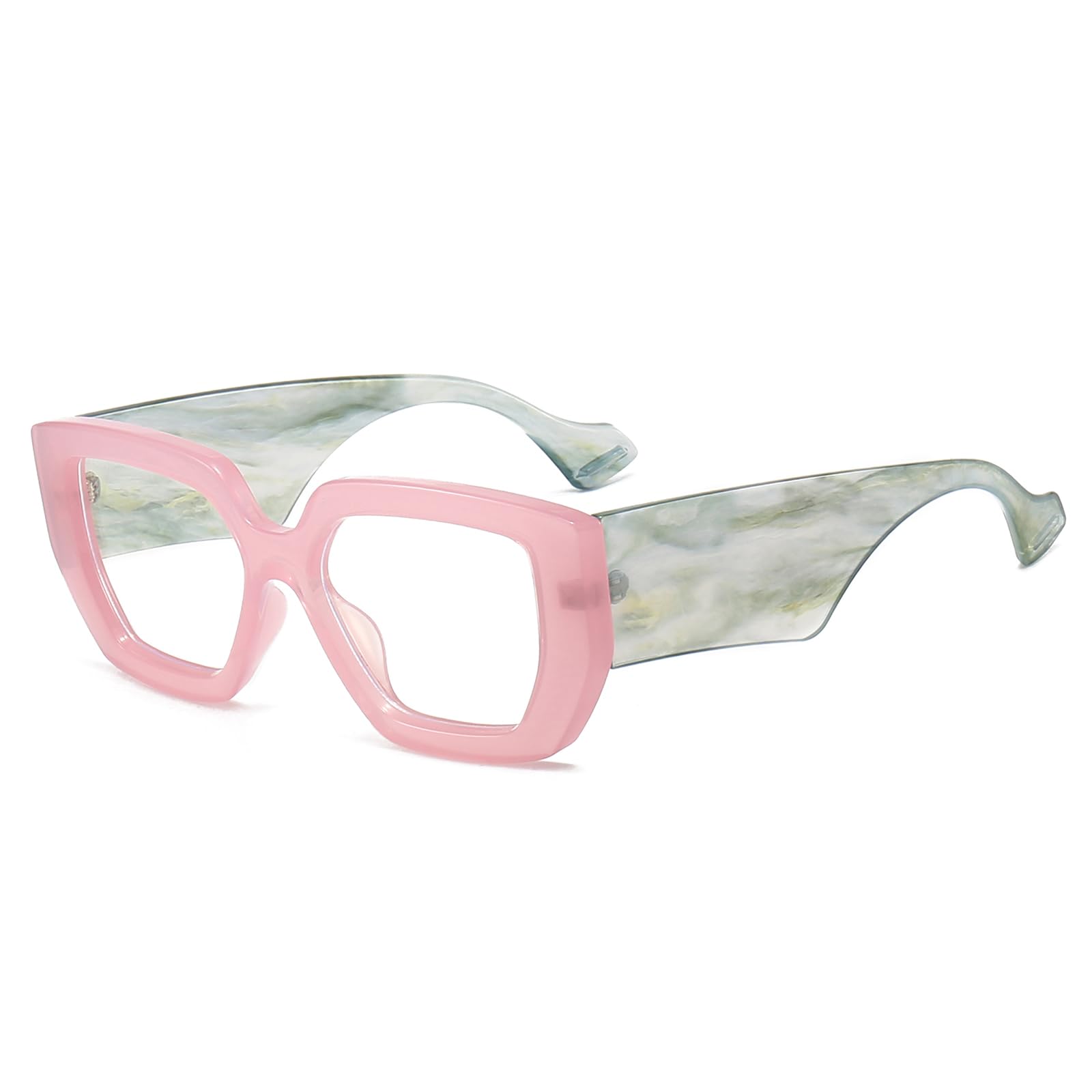 LJCZKA Oversized Square Blue Light Glasses Womens Mens Thick Frame Computer Glasses Anti Eye-Fatigue for Reading, Texting & Gaming