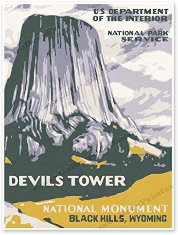 Devils Tower National Park Service Print - Measures 18" Wide x 24" high (457mm Wide x 610mm high)