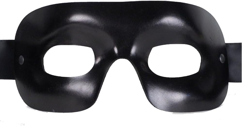 VIVO Masks Mens Black Leather Venetian Masquerade Mask for Glasses