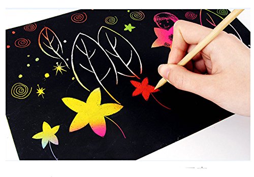 image for Fengirl DIY Scratch Art Paper Sketch Scratch Art Rainbow Paper with Wo
