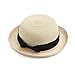 NUOLUX Fashion Women's Girls Bowknot Roll-up Wide Brim Dome Straw Summer Sun Hat Bowler Beach Cap (Beige)