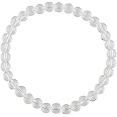 NJCRAFT Gemstone Beads Bracelet for Men & Women, Natural Crystal Round Beads Handmade Elastic Bracelet 6+4 Inch Adjustable, 5-7 mm Healing Stone Jewelry