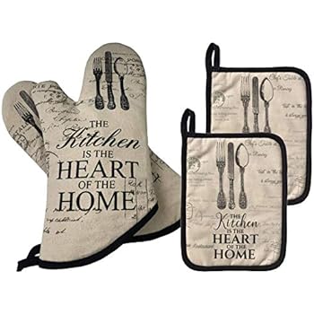 GREVY Quilted Cotton Pot Holders with Thumb Position Pocket Heat Resistant Oven Mitts for Cooking or Baking,7x9,Set of 4 (4 PCS Kitchen Sets)