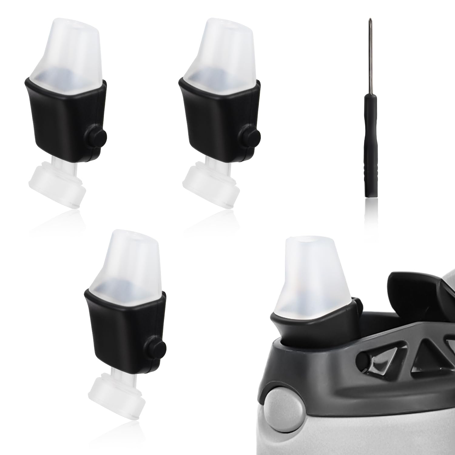 PEUTIER 3pcs Replacement Spout for Contigo, Soft Lids Replacement Parts with Screwdriver BPA-Free Silicone Mouthpiece Compatible with Contigo Aubrey Kids 14oz 20oz Newest Water Bottle