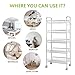 Cozzine 5-Tier Metal Mesh Rolling Cart, Kitchen Rolling Utility Cart Trolley Storage Cart with Lockable Wheels, Wire Basket Shelf Trolley with 5 Side Hooks for Home Kitchen Office Bathroom, Sliver