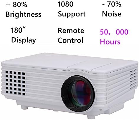 Video Projector,Vecalamo Portable Projector Mini Smart TV Home Cinema Video Movie Projector Support 1080P HD LED USB VGA HDMI AV, Compatible with Smart Phones iPhone iPad Amazon Fire Stick TV (White)