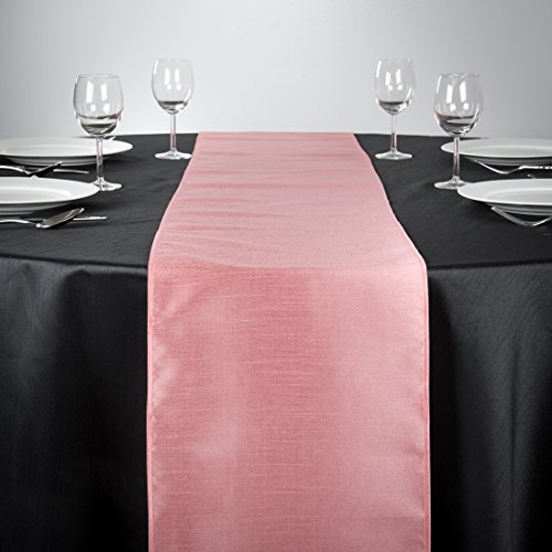LTC LINENSLinenTablecloth Shantung Silk Table Runner, 14 x 108, Pink