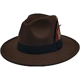 Mens Fedora Hats Classic Wide Brim Fedora Hat for Women Men Dress Hats Panama Hat with Band