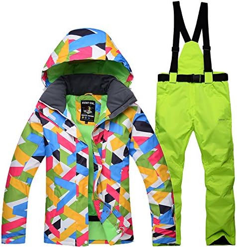 DYF Men/Women Coat Ski Jacket Pants Waterproof Windproof Warm Zipper,Green,XL
