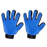 Mpow Pet Grooming Glove, Efficient Dog Hair Remover Mitt Cat Gentle Deshedding Brush Glove, Gentle Massaging Tool with Enhanced Five Finger Design, Perfect for Pets (2 Pack, Right-Handed Only, Blue)