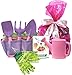 Kids Pink Gardening Tools with STEM Learning Guide by ROCA Toys. Tote Bag, Watering Can, Shovel, Rake and Trowel