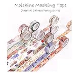 Molshine Set of 10 Decorative Japanese Washi Masking Adhesive Tape -Classical Chinese Poetry Series - Collection, (15mm x 8m, 0.59inch x 8.75 Yard) for DIY (CL014)
