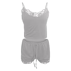 Women's Nightgown Two Piece Lace Satin Spaghetti