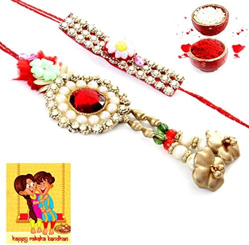 Priglobal PVT LTD | Rakhi for Brother | Handcrafted Special Work Bhaiya Bhabhi Rakhi Set