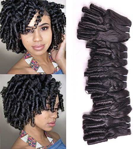 Funmi Curly Human Hair Weave 5 Bundles 10A Grade Peruvian Unprocessed Virgin Remy Salon Curly Hair Weft Spring Spiral Bouncy Hairtype Bundles Natural Color 250Gram/lot (12" 14" , New Funmi)