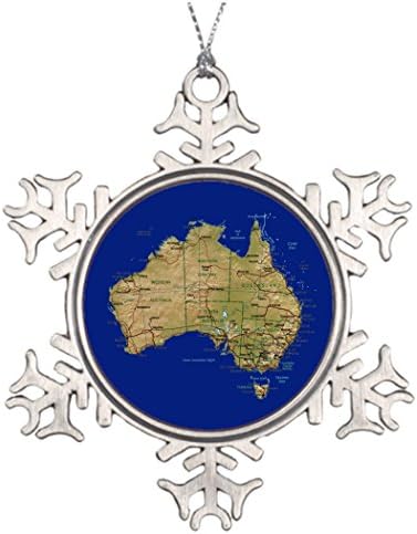 TD Mouth Personalised Christmas Tree Decoration Australia Map Picture Snowflake Ornaments