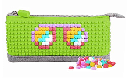 Upixel Pencil Case – DIY Pixel Art – Felt School Supplies Makeup Bag – Apple Green