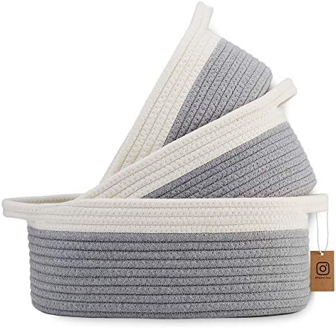 NaturalCozy 3-Piece Cotton Rope Baskets
