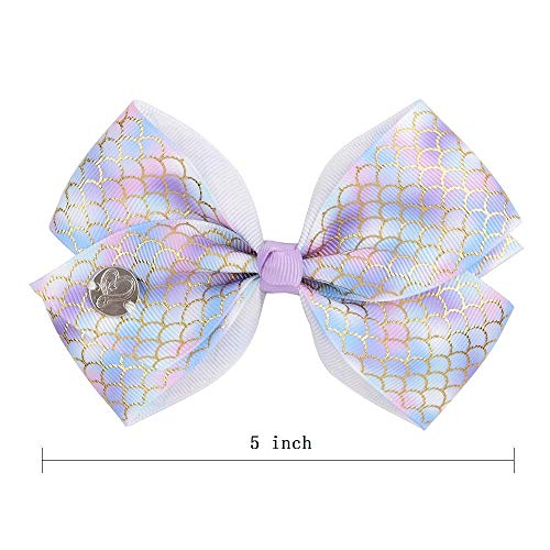 JOJO Siwa Bows Hair Clips Unicorn Ribbon Grosgrain Hair Barrettes Accessories for Girls Toddler Kids (6pcs)