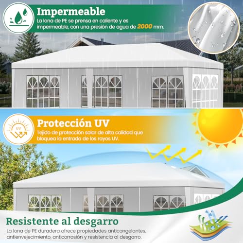KOZFULE Toldo 3x6 m Carpas para Exteriores con Paredes Jardín Carpa-Contiene 50 Globos, Plegable Toldo para Playa Carpa Toldo para Auto, Ideal para Jardines y Exteriores y Boda y Fiesta