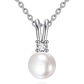 POPLYKE 0.1Carat Moissanite Freshwater Pearl Necklace for Women 925 Sterling Silver Real Pearl Pendant Jewelry Birthday Gifts