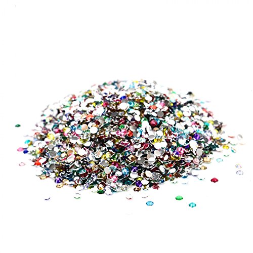 Buorsa 10000 Pieces Gems Acrylic Craft Jewels Flatback Rhinestones Gemstone Embellishments Art Rhinestones Round Beads Flatback Glass Charms Gems Stones Assorted Color