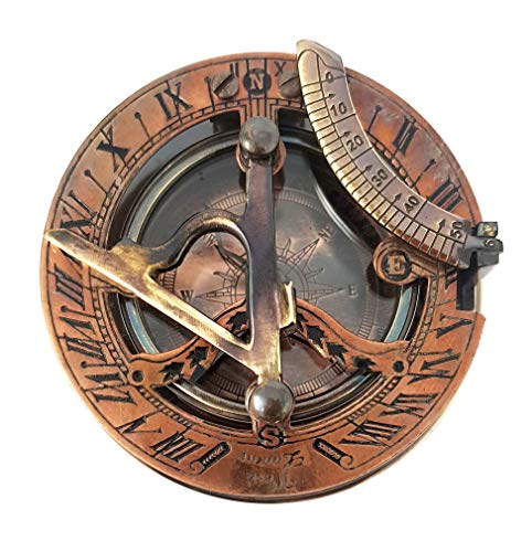 Brass Nautical Handmade Brass Sundial Compass - Pocket Sundial -Brass Antiques West London. Beautiful Gift Item