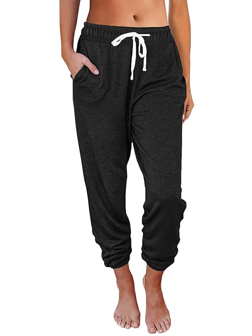 AUTOMET Sweatpants Women with Pockets Lounge Pajama Pants Work Joggers Fall Clothes Winter Business Casual Outfits 2025 Black XXL