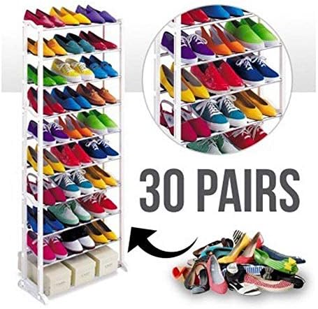 HOPZ Portable Folding Amazing Shoe Rack with 10 Layers (Holds Approx 30 Pairs)