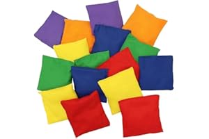 ELAKISS 20 PCS Colorful Nylon Bean Bags for Tossing for Kids & Family Fun Outdoor Games