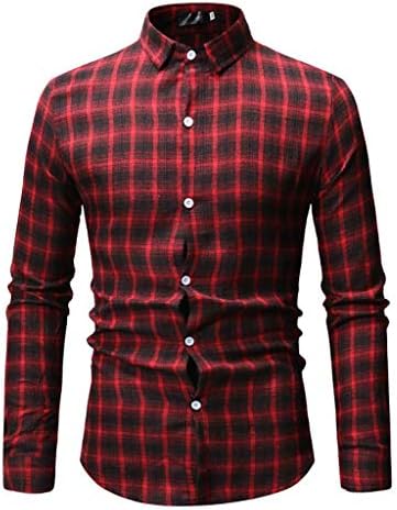 Simple Chequered Long Sleeve Casual Shirt Fashion Cozy Blouse Top for Mens