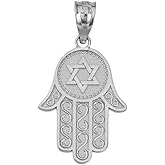 Claddagh Gold Jewish Jewelry 925 Sterling Silver Star of David Charm Hamesh Hand Hamsa Pendant