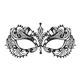 WINK KANGAROO Women's Laser Cut Metal Venetian Masquerade Crown Mask (Classic Style, Black)