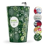 Steep & Strain Ceramic Tea Mug - Insulated Cup with Tea Infuser and 2 Lids - Travel Coffee Mug - Available in 5 Patterns