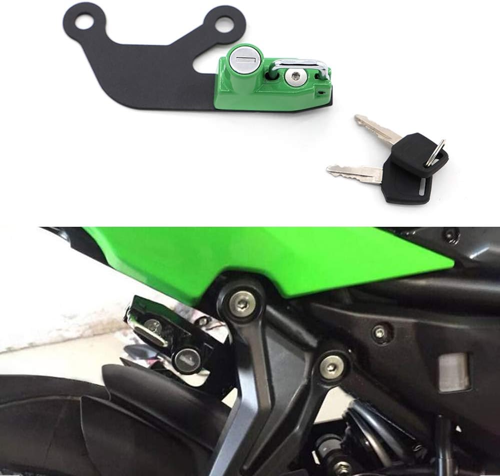 GUAIMI Motorcycle Anti-theft Helmet Lock Left Side for Kawasaki Z 650 Ninja 650 2017-2019-Green