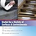 Non-Slip Black Stair Treads (10 Pack), Strong Adhesive Heavy Duty 80 Grit, Pre-Cut Commercial Grade, 6in x 24in Premium Quality Slip Resistant. Rounded Corners. Roller Included.