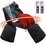 Rabbitroom Unisex Touchscreen Texting Rechargeable Battery Heated Gloves Kit, Waterproof Winter Warm Thermal Gloves for Outdoor Camping Hiking Hunting, 3.7V (Non Button Type)