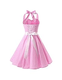 YW Halter 100% algodón de lunares Floral 50s estilo clásico Retro Rockabilly vestido de Swing