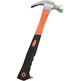 Forged Steel Claw Hammer, 1 Pcs 11 Oz Tack Stubby Hammer with Leather Handle for Pulling Out and Driving Nails (S)