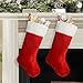 Ivenf Christmas Stockings, 2 Pcs 19 inches Classic Red and White Mercerized Velvet with Extra Thick Plush Stockings, for Family Holiday Xmas Party Decorations