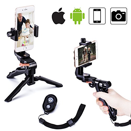 Zeadio Ergonomic Swivel Smartphone Handheld Grip Stabilizer Tripod Selfie Stick Handle Steadycam Kits with Bluetooth Remote, Fits iPhone Samsung Huawei Sony LG Nexus Nokia and all Phones